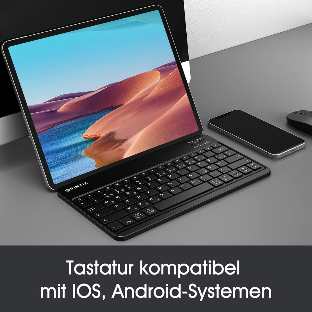 FINTIE Ultradünn Bluetooth Tastatur mit deutschem Layout QWERTZ für iPad Air/Pro/Mini/iPad 10.9/10.2