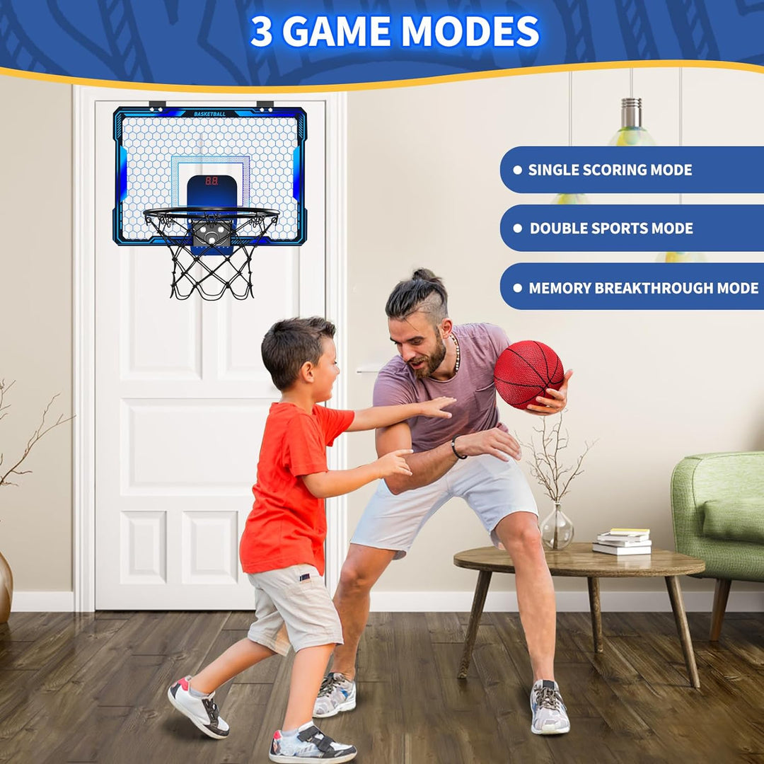 HYES Basketballkorb für Kinder mit Fernbedienung, 7 Beleuchtung, Basketballkorb mit 3 Modi, Elektron