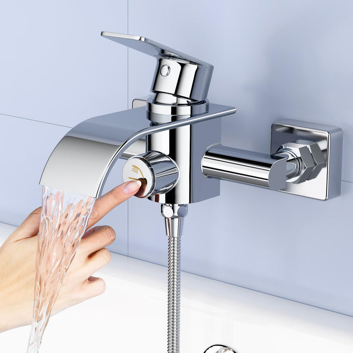 KULACO Badarmatur, Wasserfall, Duscharmatur, Badarmatur aus Messing, Einhebelmischer für Badewanne,