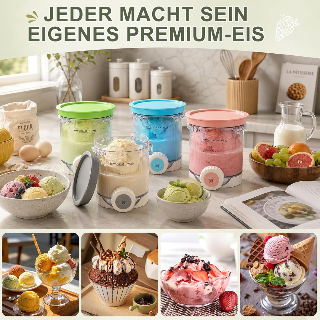 Eisbehälter 4 Stück für Ninja Creami Swirl by CREAMi NC700 NC701 NC701EU NC701UK, 480 ml Behälter mi