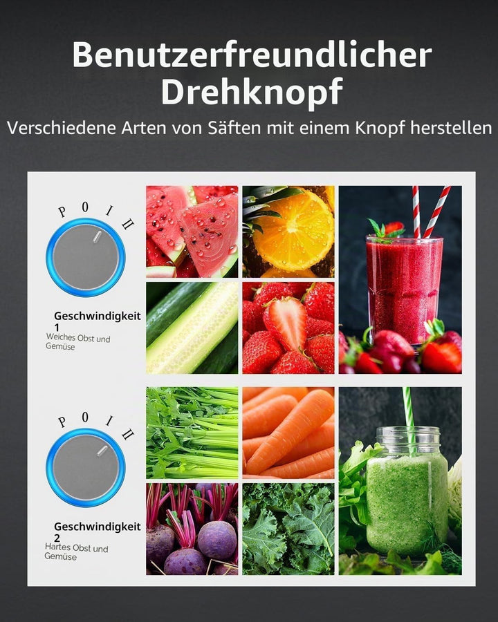 GDOR Entsafter 1300W Entsafter Gemüse und Obst mit Grösserem 81mm Einfüllschacht 1250ml Grosser Saft
