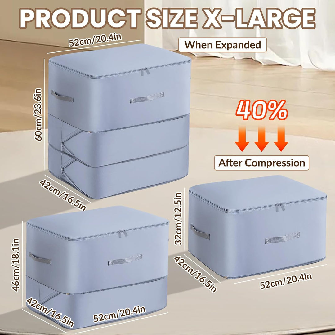 2 Stück Ultra Platzsparender Selbstkomprimierender Organizer, Aufbewahrungstasche für Bettdecken, Gr