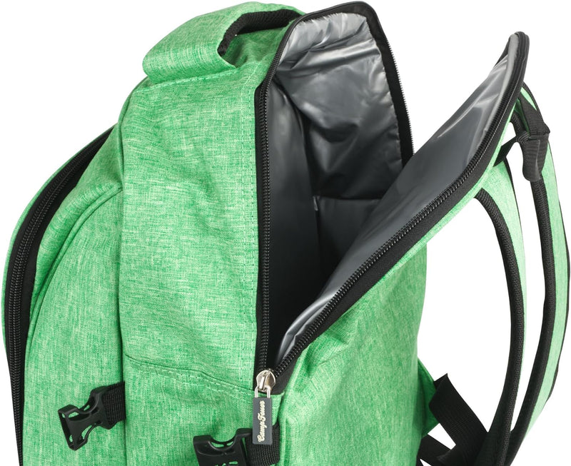 CampFeuer Picknickrucksack 32-teilig | Picknickset für 4 Personen | mintgrün meliert | mit Flaschenh