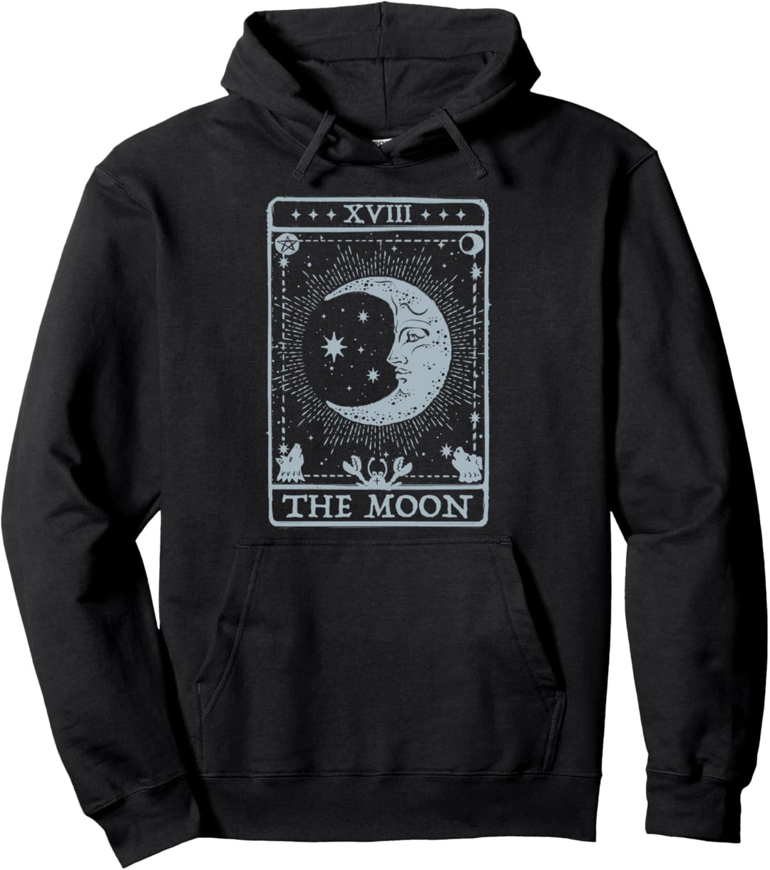 Trendy Tarot Moon Card Bold Pullover Hoodie