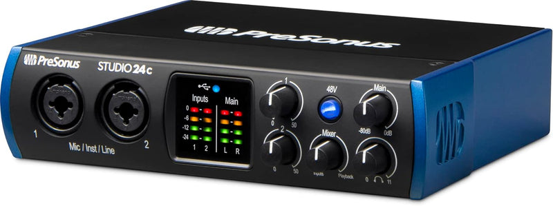 PreSonus Studio 24c, 2 Eingänge/2 Ausgänge, 192 kHz, USB-C Audio Interface mit software bundle inklu