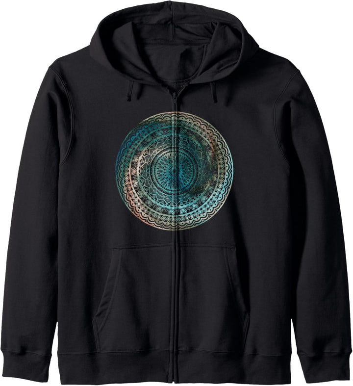 Aquarell-Mandala Kapuzenjacke