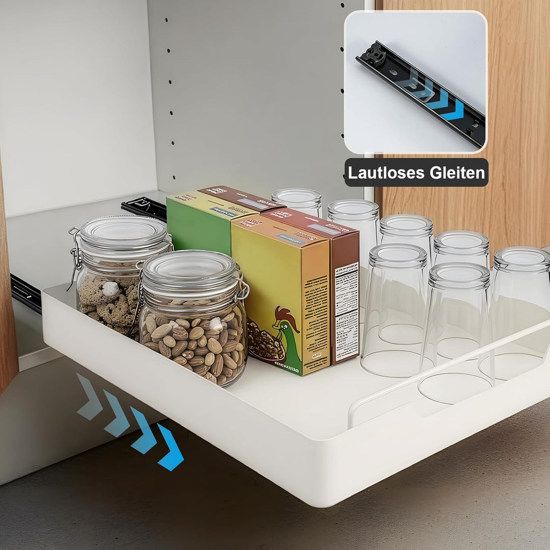 Teleskopschubladen Küchenregale, Ausziehbare Küchenschubladen für Schrank & Vorratskammer, Selbstkle