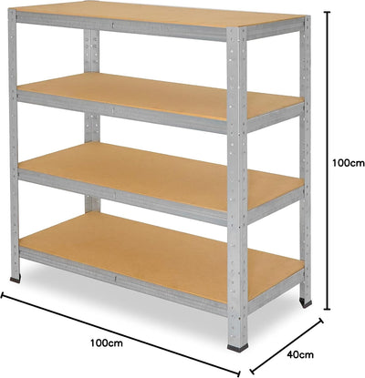shelfplaza® 100x100x40cm Home Schwerlastregal verzinkt/Metallregal mit 4 Böden/Kellerregal Metall, G