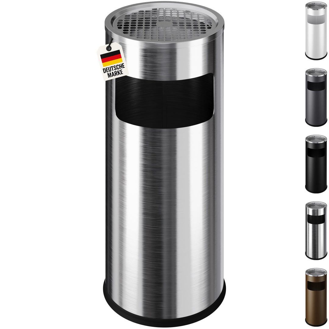 WELLGRO 2 in 1 Standaschenbecher & Mülleimer - Edelstahl, 24,5 x 60 cm (ØxH) - Farbe wählbar, Farbe: