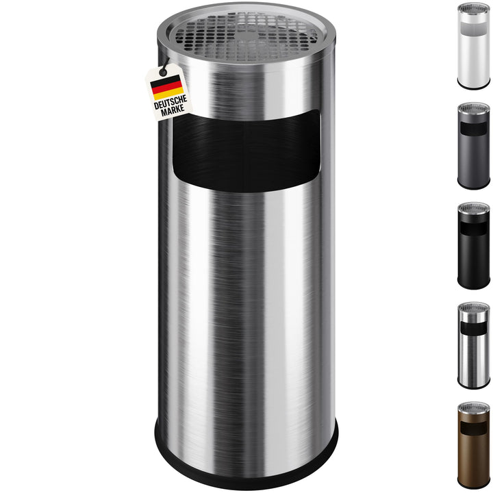 WELLGRO 2 in 1 Standaschenbecher & Mülleimer - Edelstahl, 24,5 x 60 cm (ØxH) - Farbe wählbar, Farbe:
