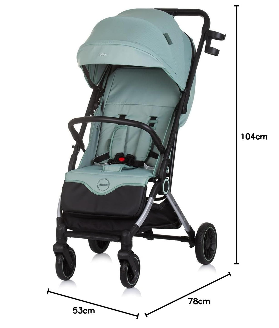 Chipolino Kinderwagen, Buggy Pixie zusammenklappbar Getränkehalter Korb 22 kg, Farbe:tuerkis, tuerki
