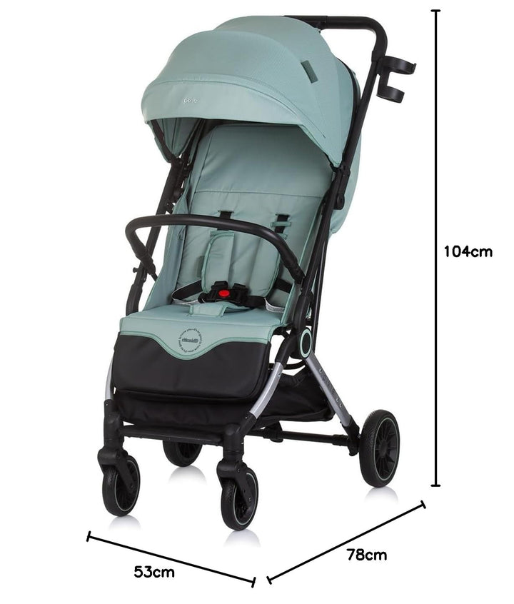Chipolino Kinderwagen, Buggy Pixie zusammenklappbar Getränkehalter Korb 22 kg, Farbe:tuerkis, tuerki