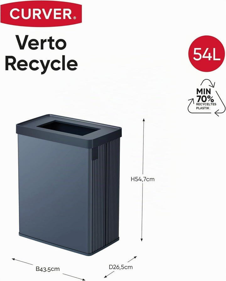 Curver Keter Verto Recycle 54L Mülleimer für Küche, zwei Fächer, einfache Sortierung, offen, schlank