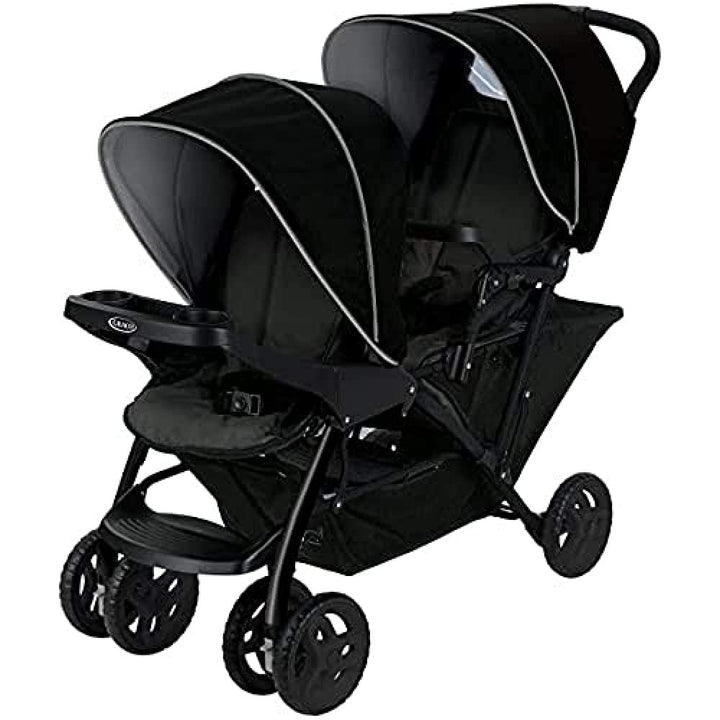 Graco Stadium Duo Geschwisterwagen, Zwillingswagen, 0-15 kg, grosser Staukorb, inkl. Snacktabletts,