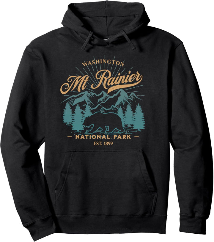 Vintage Mount Rainier Nationalpark Bären-Souvenir Pullover Hoodie