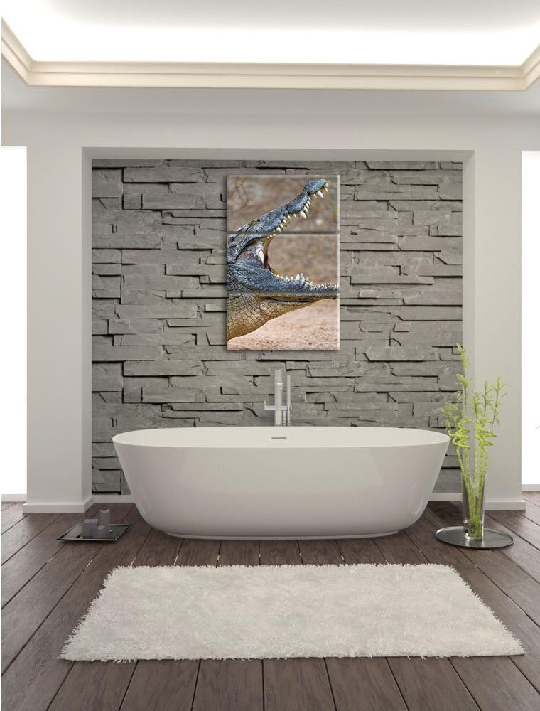 Pixxprint gewaltiges Krokodil als Leinwandbild/Grösse: 3 Teilig (120x80) cm/Wandbild/Kunstdruck/fert