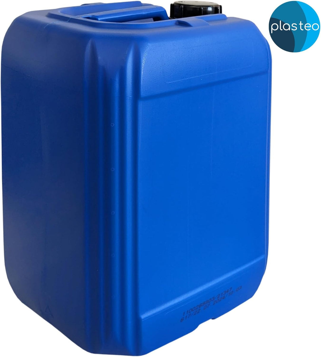 plasteo® 3x 25 Liter Getränke Wasserkanister mit 1 Hahn und 3 Schraubdeckel (DIN 61) | Lebensmittele