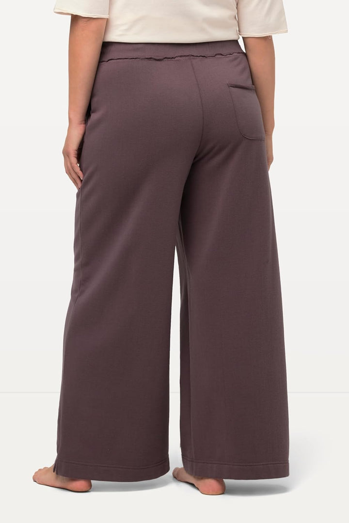 Ulla Popken Damen Cosy Loungewear Wide Pants Jogginghosen 46-48 Dunkles Taupe, 46-48 Dunkles Taupe