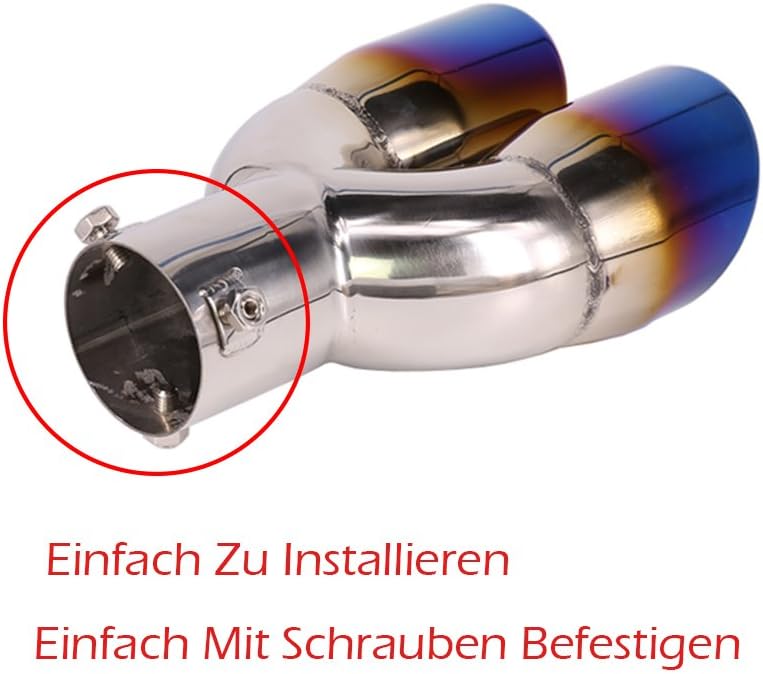 62mm Auspuff Endschalldämpfer Edelstahl Endschalldämpfer schalldämpfer Auto universal doppelt blau G