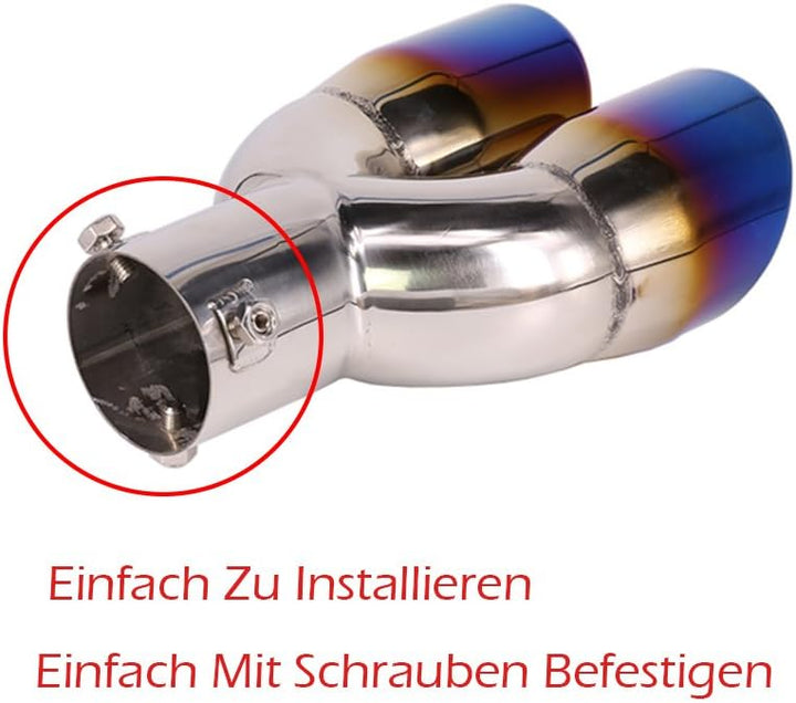 62mm Auspuff Endschalldämpfer Edelstahl Endschalldämpfer schalldämpfer Auto universal doppelt blau G