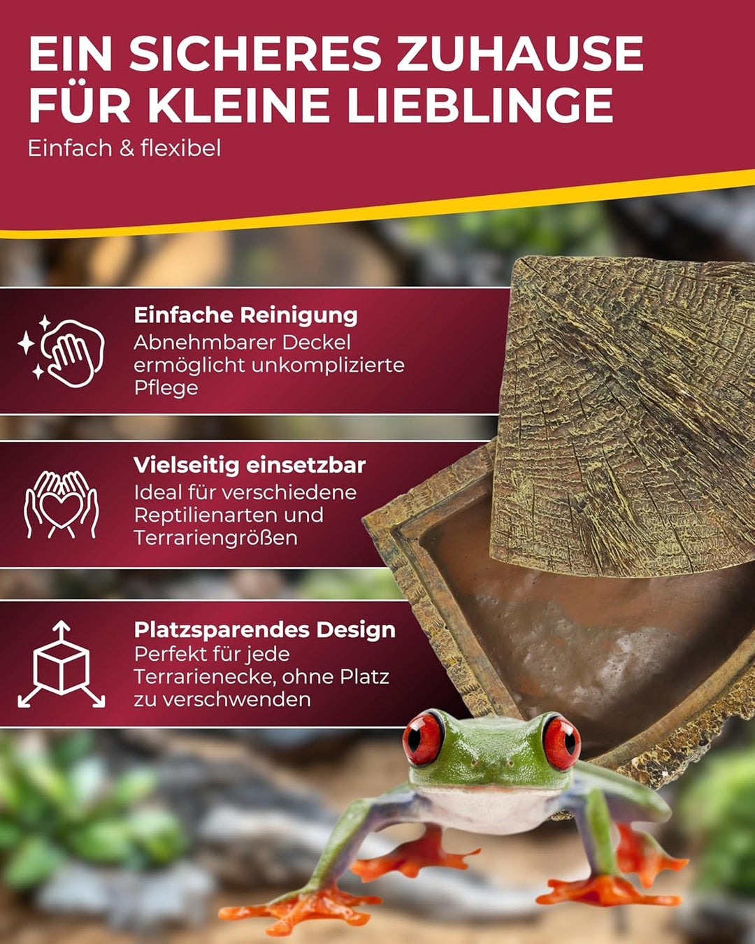 Hobby Eckhöhle Bark Höhle für Reptilien und Amphibien, 21 x 18 x 11 cm