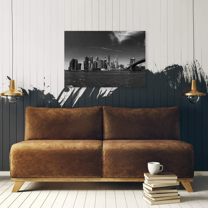 Wandbild New York City Modern Deko Kunst Bilder schwarz-weiss 90x60 cm Deko Paneel 90x60 cm schwarz-