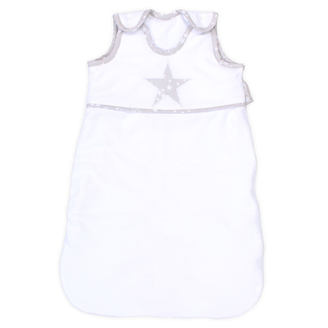 babybay Schlafsack Organic Cotton, weiss Applikation Stern perlgrau Sterne weiss, Applikation Stern