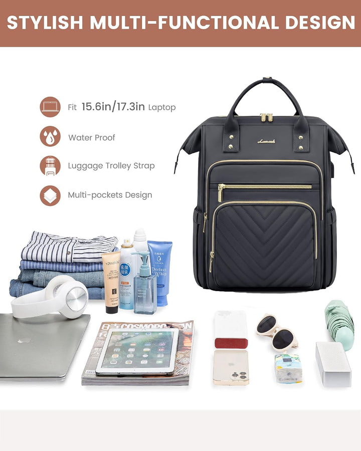 LOVEVOOK Rucksack Damen Gross 17,3 Zoll Schulrucksack Mädchen mit Laptopfach | Wasserdicht Arbeitsta