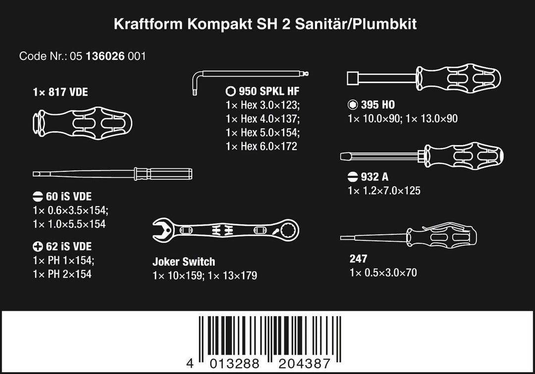 Kraftform Kompakt SH 2 Sanitär/Heizung/Plumbkit, 15-teilig