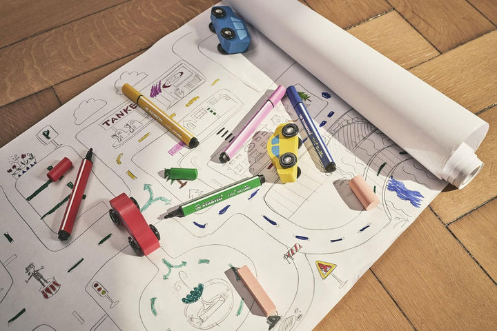 Gefederter Dreikant-Filzstift - STABILO Trio Scribbi - 14er Pack - mit 14 verschiedenen Farben, 14er