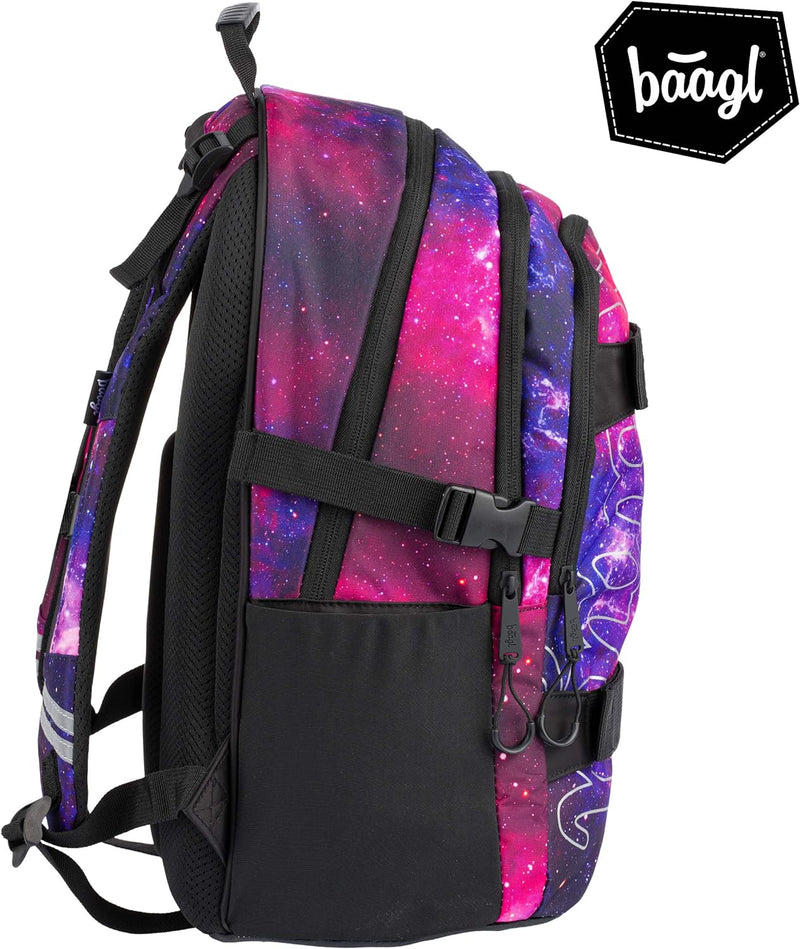 Baagl Schulrucksack für Jungen Mädchen Teenager - Skateboard Rucksack - Kinderrucksack mit Laptopfac