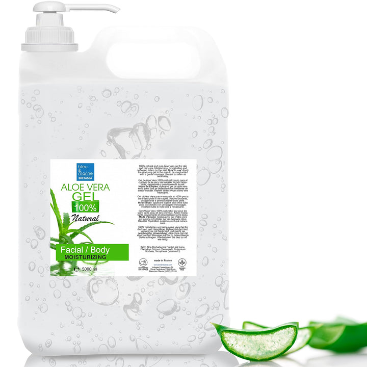 100% Rein natürlich Konzentrat Aloe Vera Gel für Gesicht Haare & Körper, Aloe Vera, 5 L