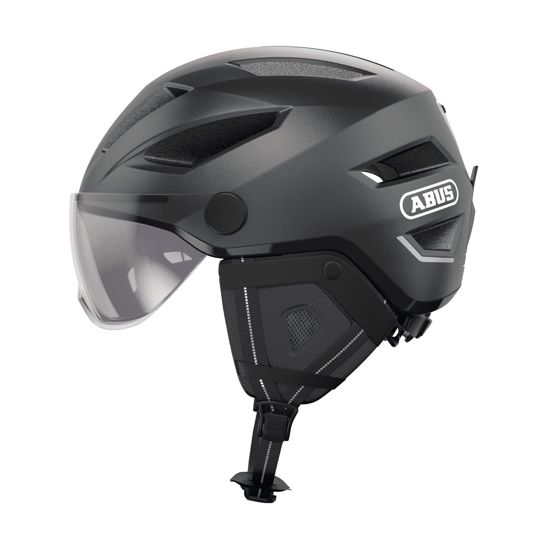 ABUS Stadthelm Pedelec 2.0 ACE - Fahrradhelm mit Rücklicht, Visier, Regenhaube, Ohrenschutz - für Da