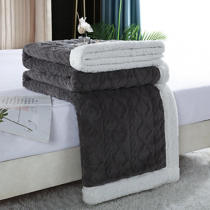 Decke Sofa Kuscheldecke Grau - 150x200 cm Warm Sherpa Sofaüberwurf Decke, Dicke Sofadecke Couchdecke