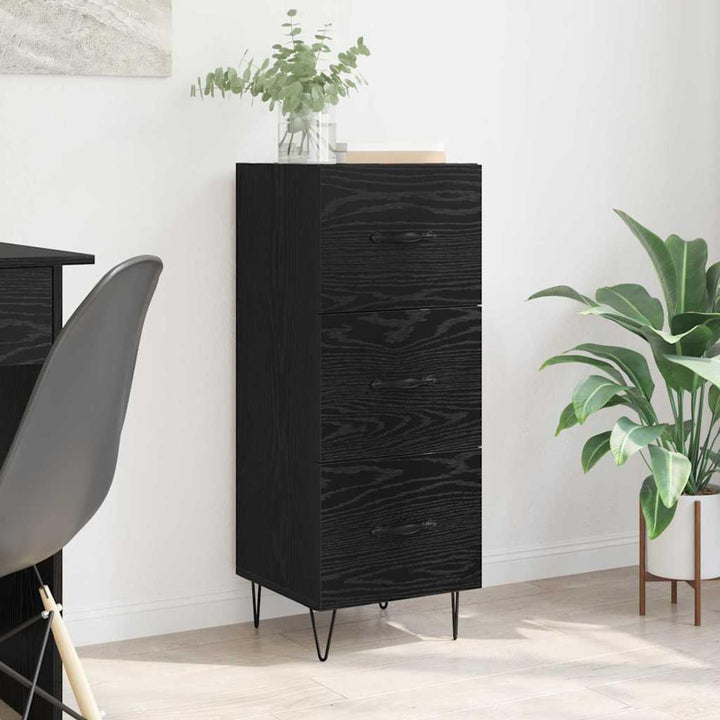 Homgoday Sideboard Schwarze Eiche 34 x 34,5 x 90 cm Holzwerkstoff Anrichte Model881551