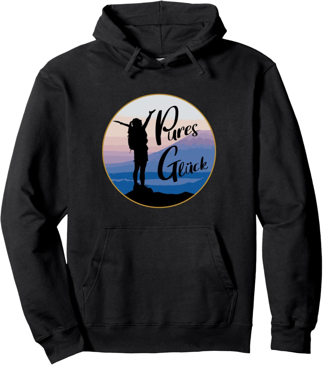 Pures Glück Outdoor Berge Wandern Klettern Naturfreund Pullover Hoodie