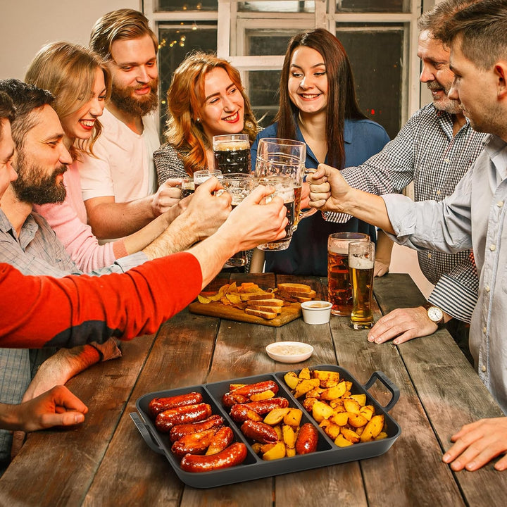 Onlyfire Gusseisenpfanne mit Griff, Universal Gusspfanne für Alle Grillarten, Rechteckig 41,6×31,5CM