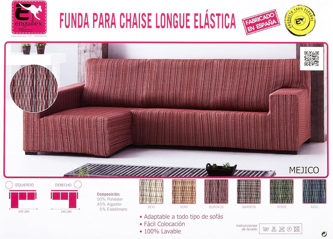 Martina Home Sofahusse elastisch Chaise Longue linker Arm 32x42x17 cm grün Grün linker Arm, Grün lin
