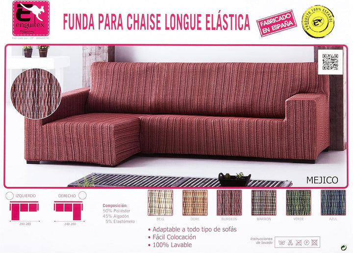 Martina Home Sofahusse elastisch Chaise Longue linker Arm 32x42x17 cm grün Grün linker Arm, Grün lin