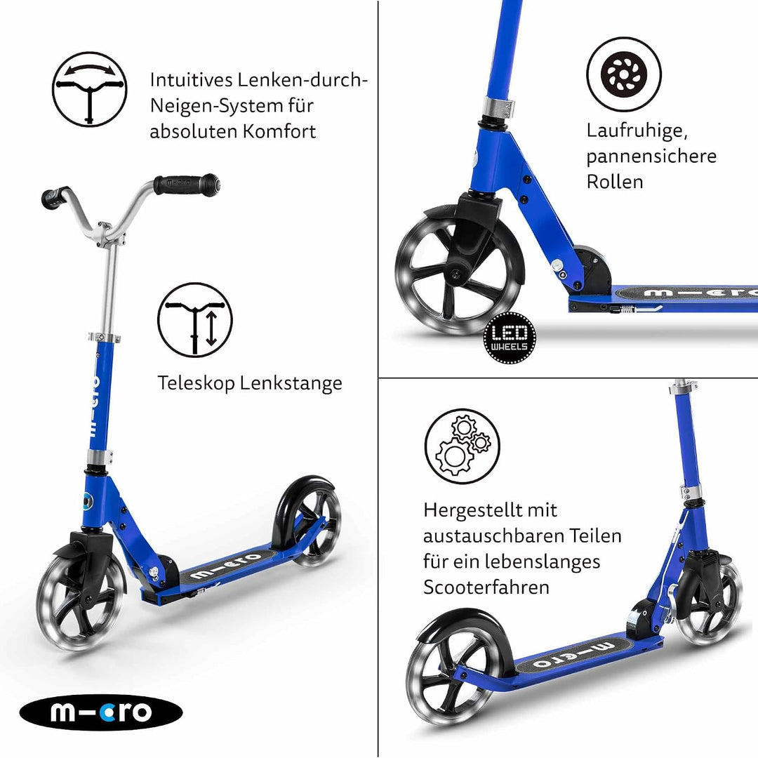 Micro Cruiser Scooter zum cruisen Kinderscooter ab 5 Jahren Einheitsgrösse blue, Einheitsgrösse blue