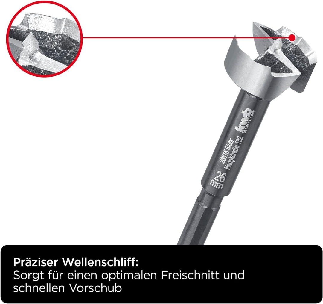 kwb SPEED Forstnerbohrer ø 45 mm aus vergütetem Spezialstahl mit präzisem Wellenschliff, Zentrierspi
