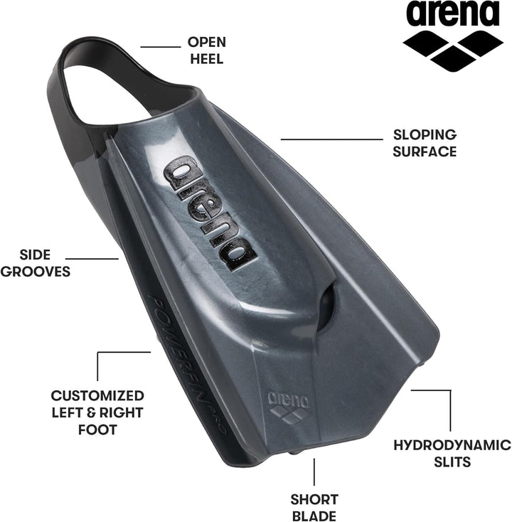 Arena Trainingsflosse Powerfin Pro II 44-46 Schwarz, 44-46 Schwarz