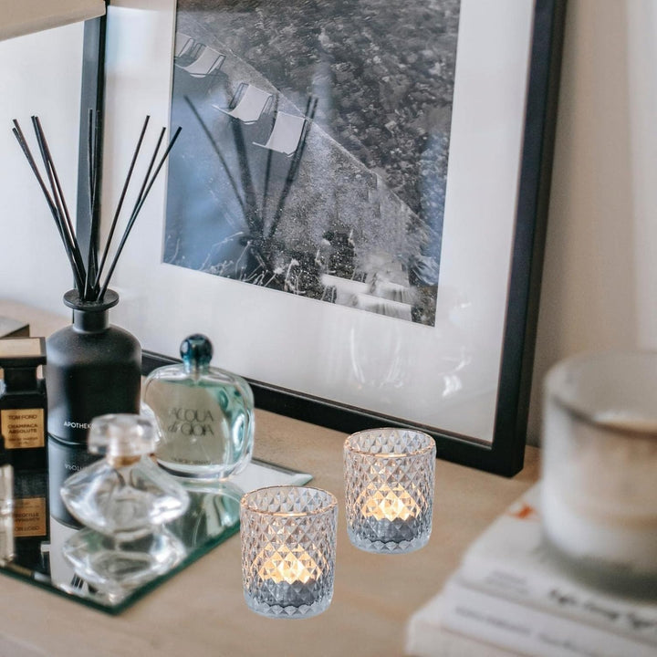 Vohocandle Klare Teelichthalter Glas mit 12, Teelichtgläser Vintage als Raumdekoration, Transparente