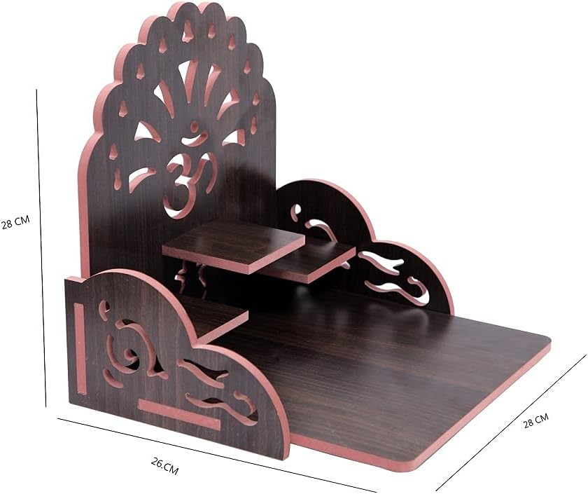 CrazyInk Handgefertigter, schöner Holz-Tempel für Zuhause und Büro, Motiv: Pooja Mandir (Multi.9, 25