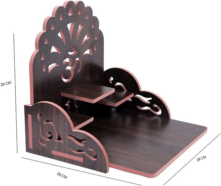 CrazyInk Handgefertigter, schöner Holz-Tempel für Zuhause und Büro, Motiv: Pooja Mandir (Multi.9, 25
