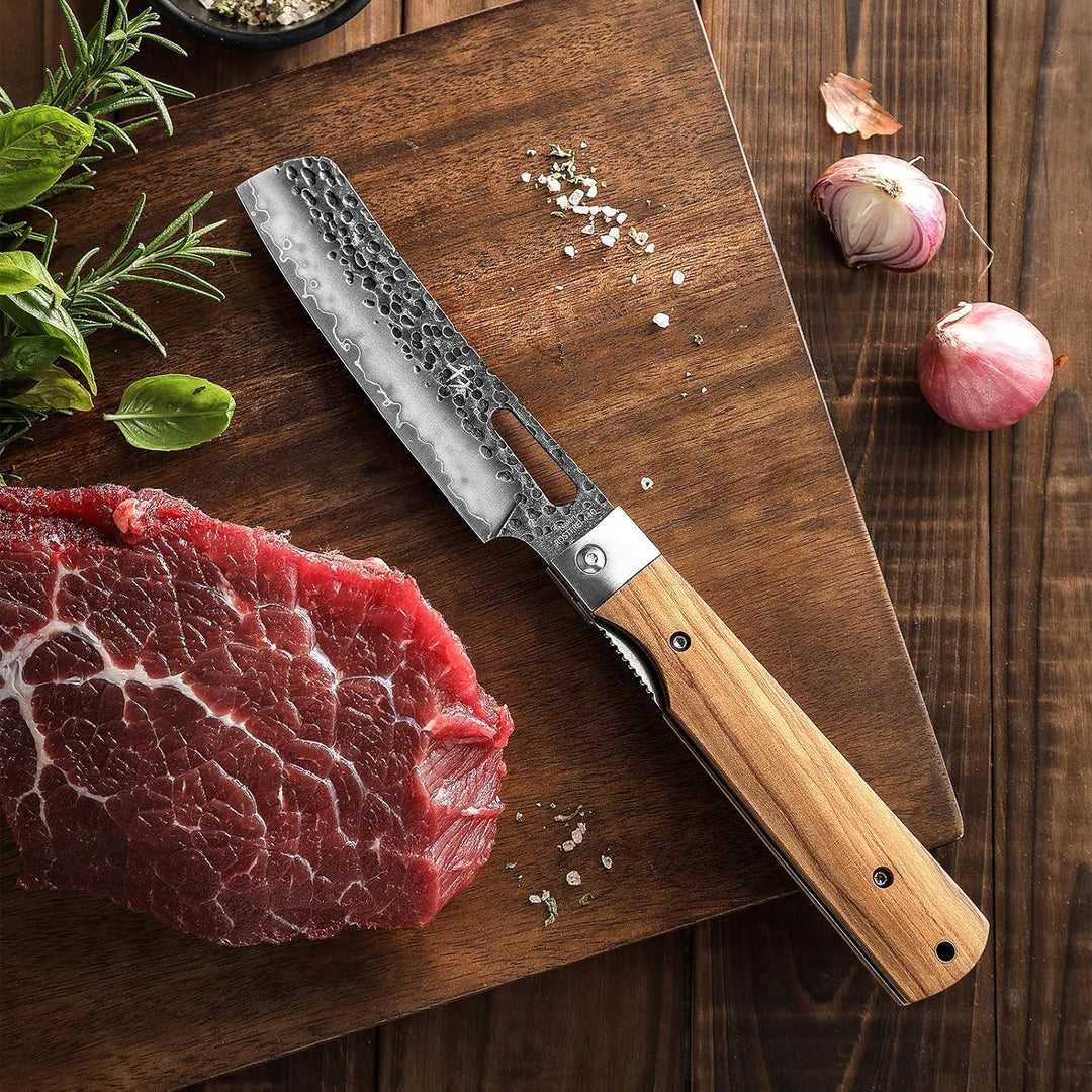 SENBON 440 Geschmiedeter Edelstahl Camping Chef Klinge Sharp japanisches stil Faltküche Messer Tragb