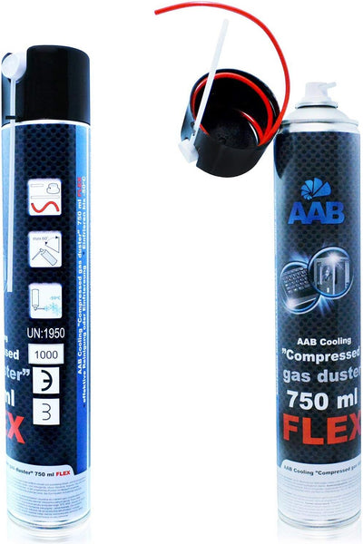 AABCOOLING Compressed Gas Duster FLEX 750ml - Wertpaket 9 Stück - mit Flexiblem Schlauch – Druckluft