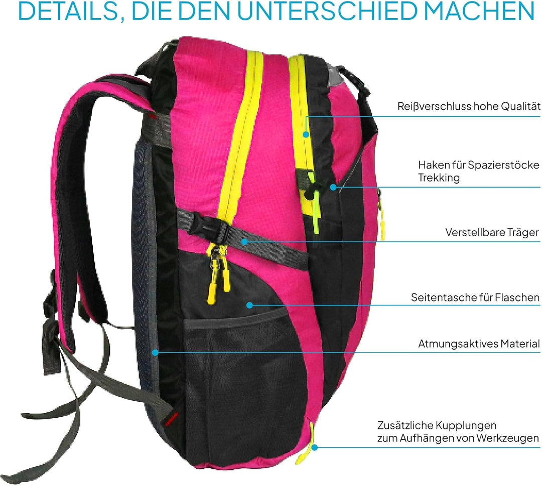 OcioDual Wanderrucksack 30L Rosa, Travelite Rucksack, Arbeitsrucksack Herren, Wanderrucksack Herren,