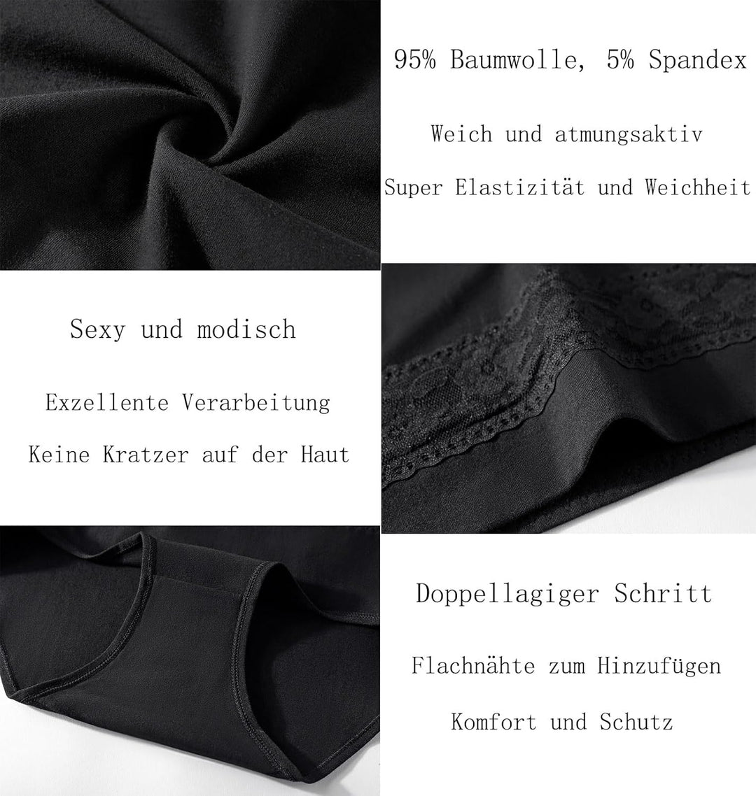 Xaanelr Damen Unterhosen Hipsters Stretch Baumwolle Hohe Taille Slips Weich Unterwäsche für Frauen M