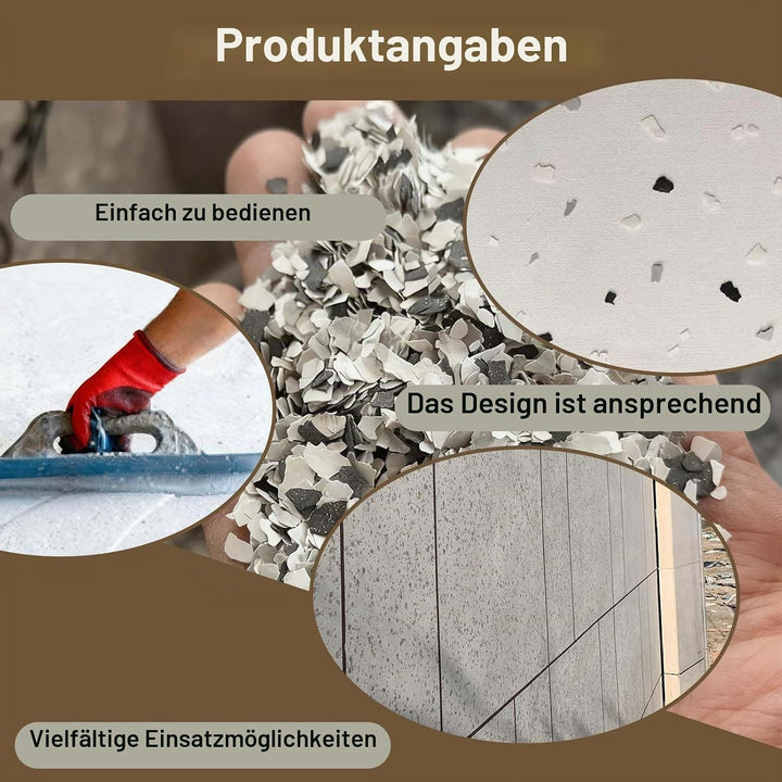 1000g Epoxid Farbchips für Garagenbodenbeschichtung, Dekorflocken Schwarz Weiss Grau, Betonbodenbesc